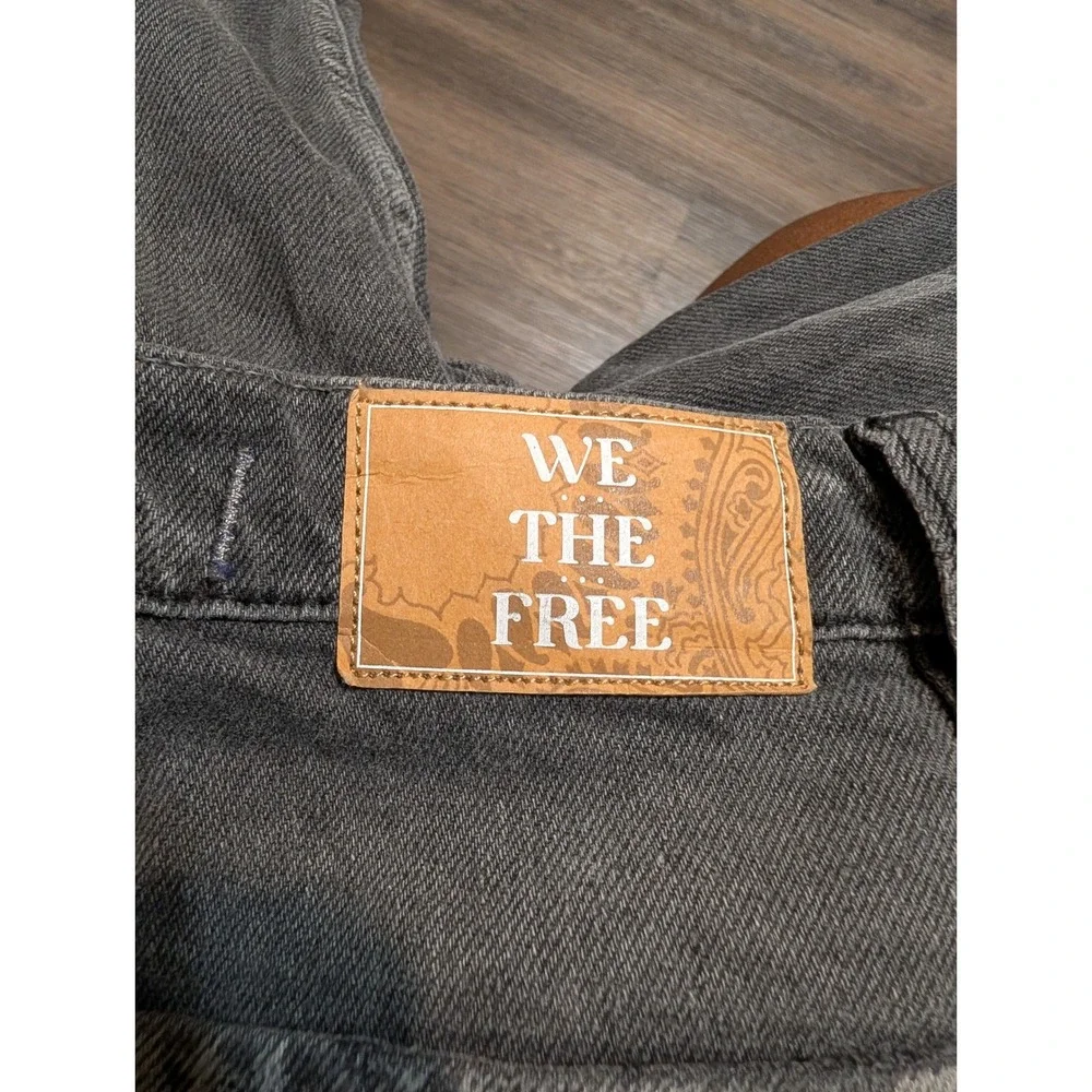 We The Free Free People Tinsley Baggy High Rise Straight Leg Jeans Gray 24